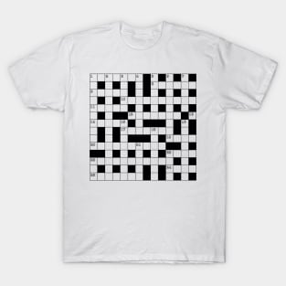 Retro Black White Crossword Puzzle Pattern T-Shirt